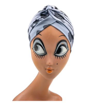 Bonnet de jour gris à motifs noirs