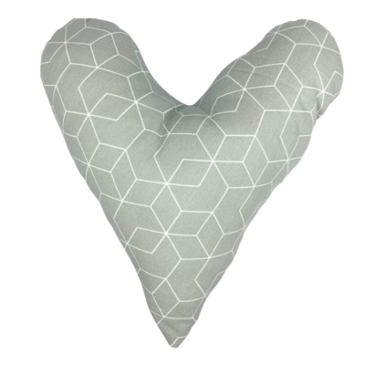 Coussin coeur gris motifs géométriques (le dos peut varier)