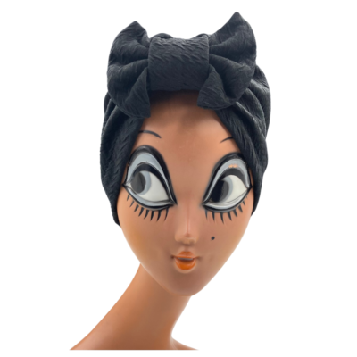 Bonnet de jour noir noeud à l'avant