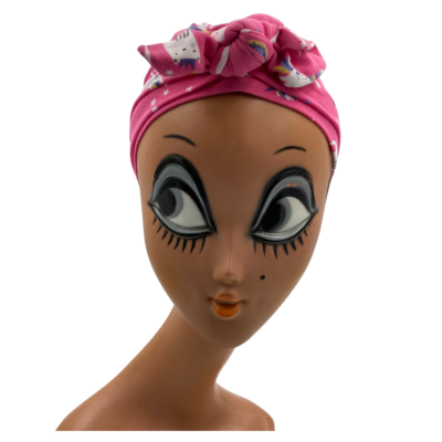 Bonnet spécial enfant 7-8 ans rose motifs animaux