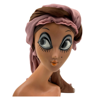 Bonnet rose voile marron et rose