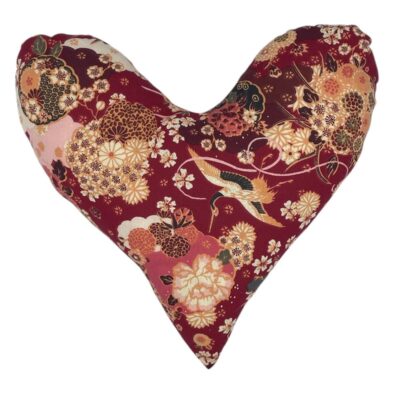 Coussin Coeur rouge motifs japonais