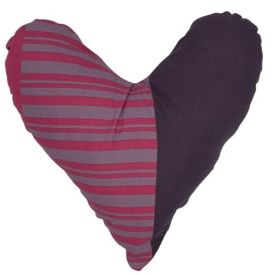 Coussin Coeur Motifs devant violet et derrière lignes rose