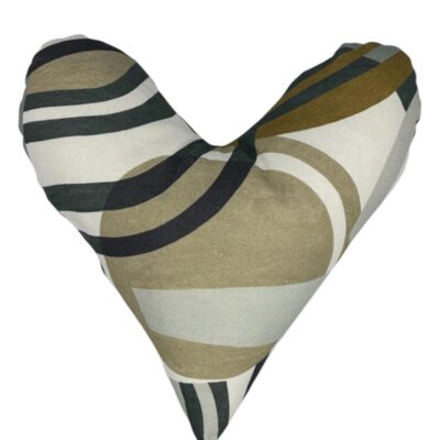 Coussin cœur motifs géométriques tons vert/gris Recto Verso